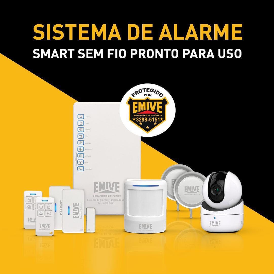 Kit de alarme inteligente sem fio com sensores, controle remoto, central e câmera